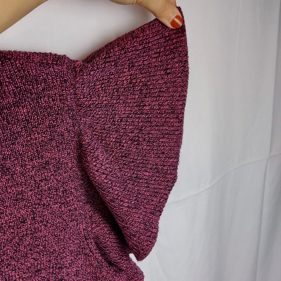 Express Berry Black Knit Deep V Neck Butterfly Sleeve Sweater Dress Size S - Picture 4 of 9